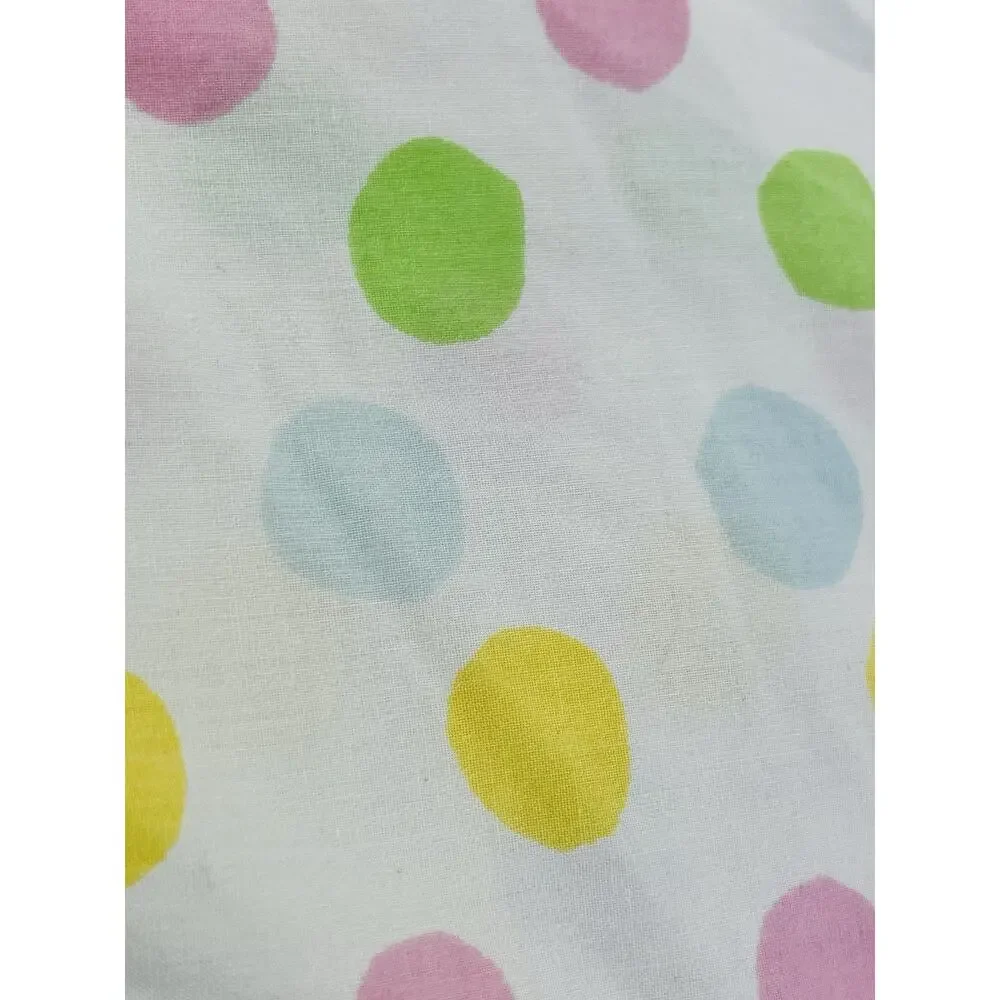 Vintage Pastel Colorful Polka Dot Fitted Flat Sheet Great Crafting Rainbow Pink